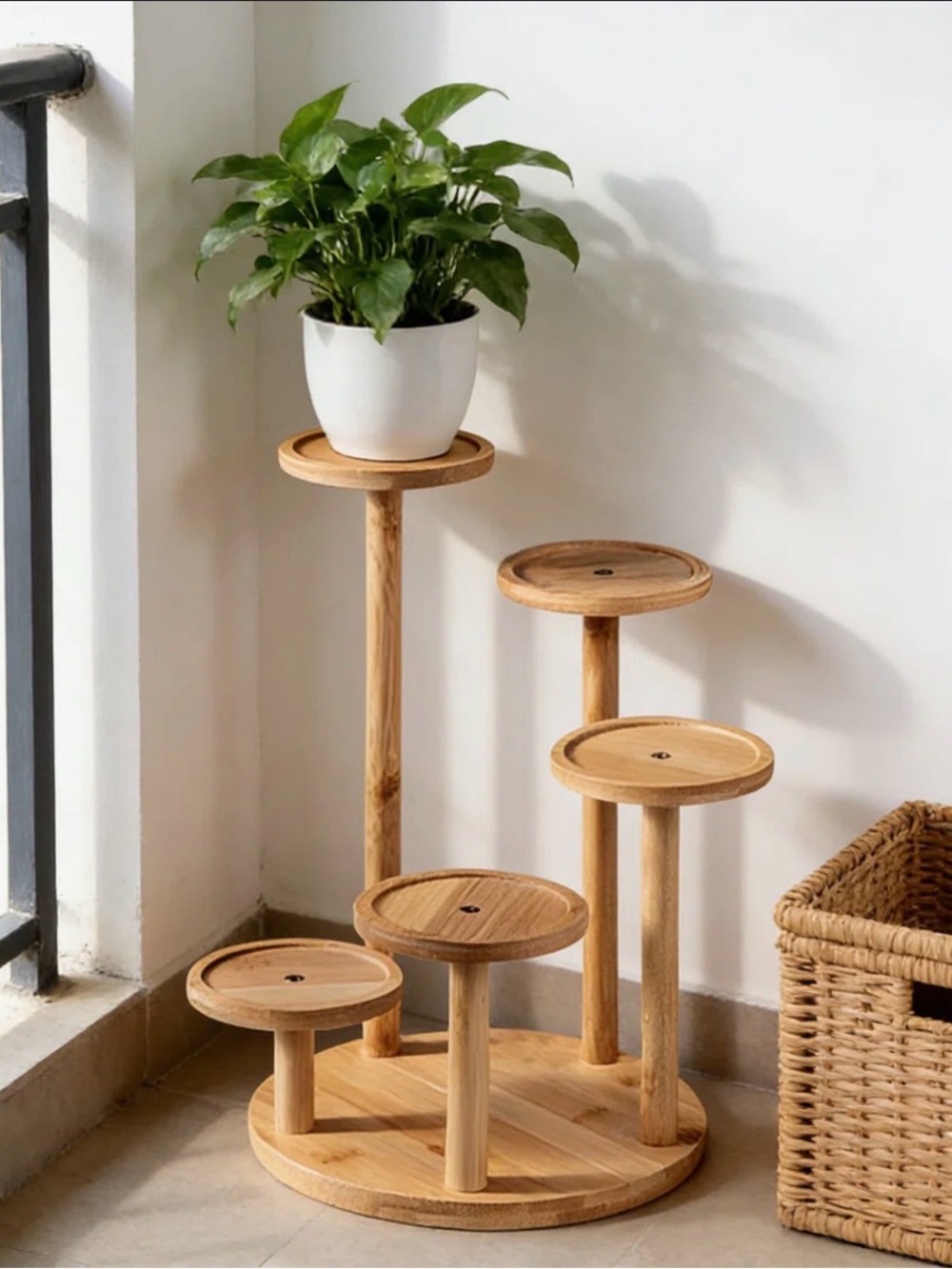 Arlmont & Co 5 Tier Round Bamboo Plant Stand (Wayfair) *See photo for dimensions